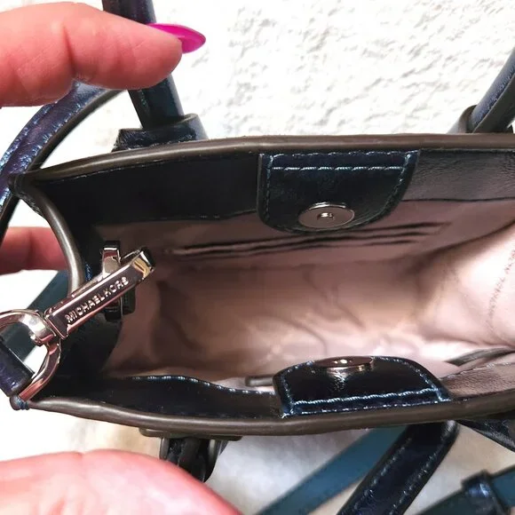 Michael Kors Mercer Small Patent Crossbody Bag - Teal Metallic - Like New - Picture 3 of 7
